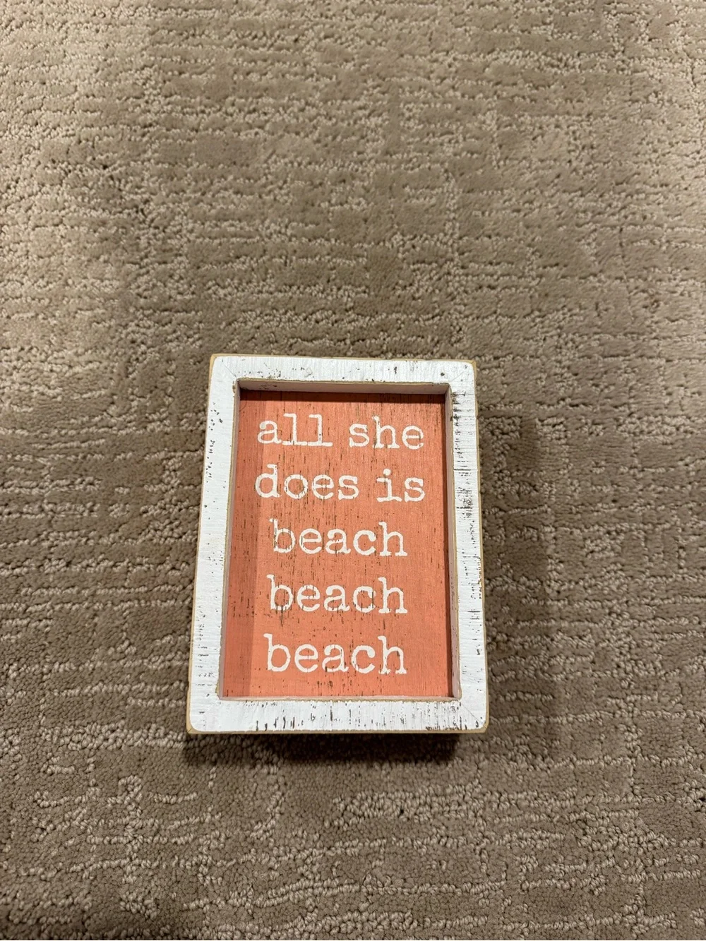 Primitives by Kathy Coral and White Framed Beach Quote Sign